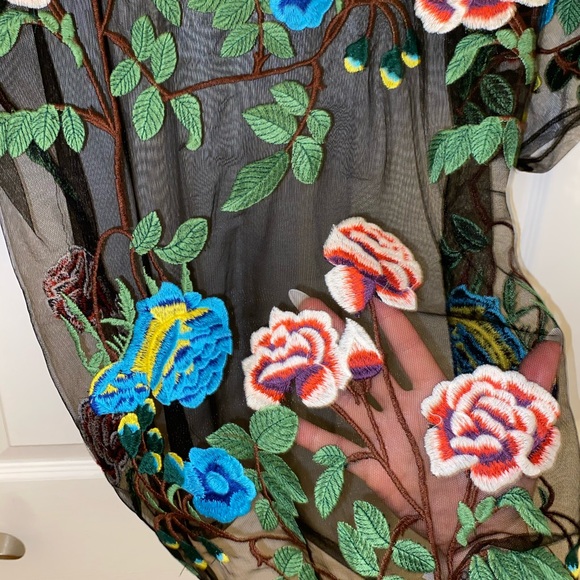 Zara Mesh Top with Embroidery Flowers - Picture 3 of 3